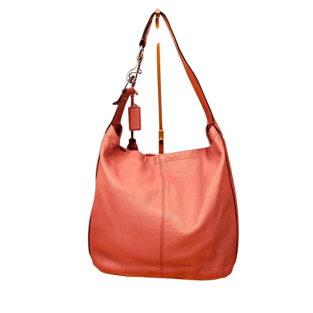 COACH Avery Coral Leather Large Hobo Shoulder Bag Tassel Purse F23309 Sienna